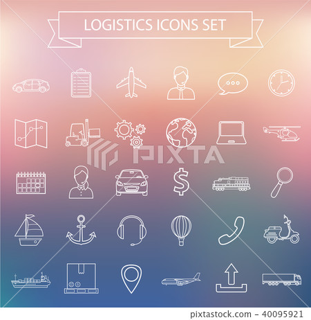 Logistics icons set. Delivery and Transportation. Outline icons. Vector Logistics icons set. Delivery and Transportation. Outline icons. Vector 40095921