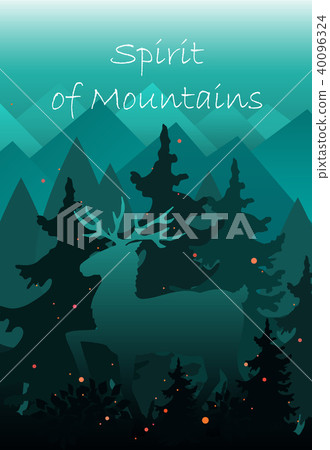 Magic deer walking in the forest. Spirit  40096324