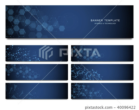 Big set of science and technology banners. Molecular and chemical structure. Big set of science and technology banners. Molecular and chemical structure. 40096422