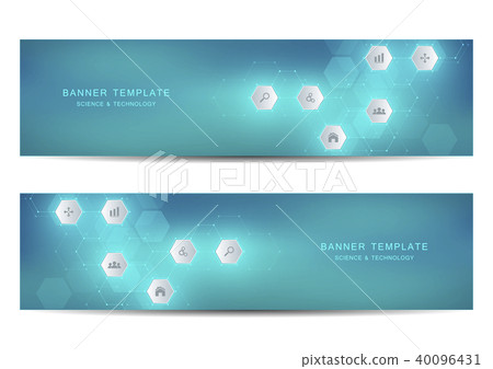 Science, medical and technology banners. Molecular and chemical structure backgrounds. Science, medical and technology banners. Molecular and chemical structure backgrounds. 40096431
