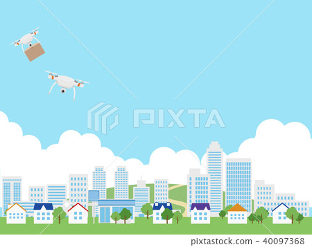 城市景觀和建築的無人機 40097368