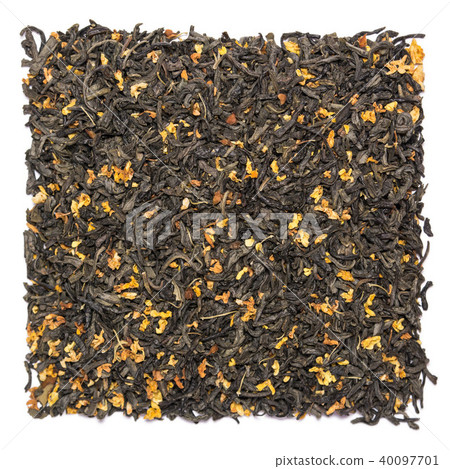 Pile of dry green tea with osmanthus isolated on white background Pile of dry green tea with osmanthus isolated on white background 40097701