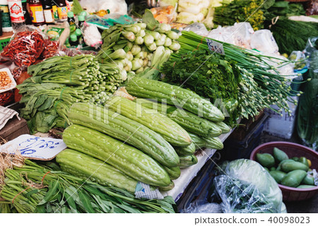 Asian farmer market selling fresh vegetables Asian farmer market selling fresh vegetables 40098023