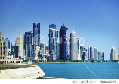 Futuristic skyline of Doha in Qatar Futuristic skyline of Doha in Qatar 40098025