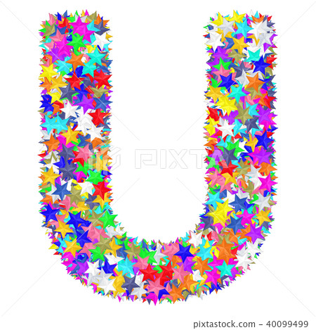 Letter U composed of colorful stars Letter U composed of colorful stars 40099499
