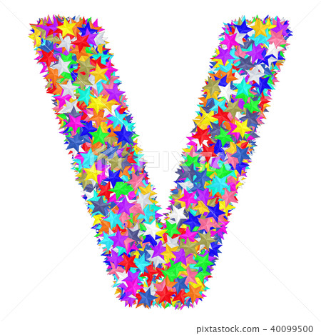 Letter V composed of colorful stars Letter V composed of colorful stars 40099500
