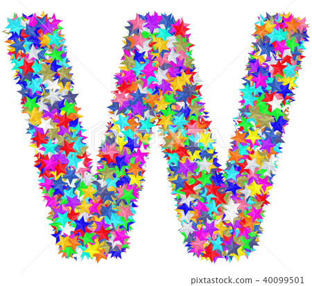 Letter W composed of colorful stars Letter W composed of colorful stars 40099501