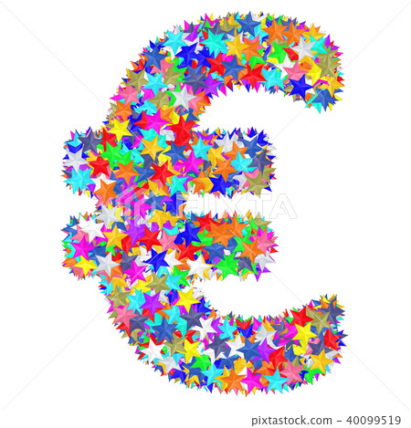 Euro sign composed of colorful stars Euro sign composed of colorful stars 40099519