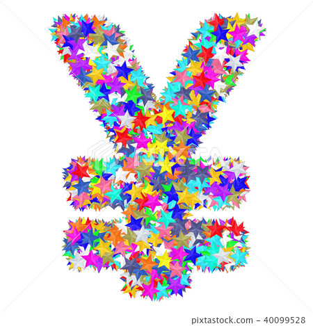Yen sign composed of colorful stars Yen sign composed of colorful stars 40099528