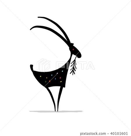 Funny goat, simple sketch for your design 40101601