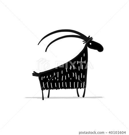 Funny goat, simple sketch for your design 40101604