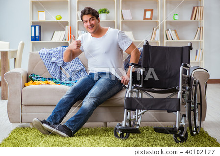 Disabled man recovering at home Disabled man recovering at home 40102127