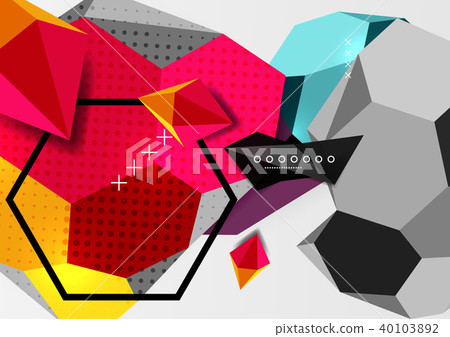 Color 3d geometric composition poster 40103892