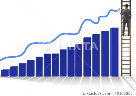 Businessman climbing towards growth in statistics 40103893
