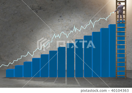Businessman climbing towards growth in statistics Businessman climbing towards growth in statistics 40104363