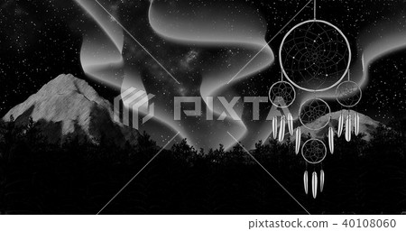 dreamcatcher on a night sky background 3d illustration render 40108060