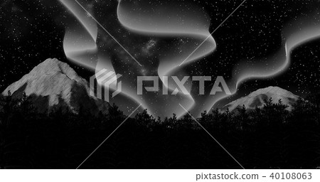 night winter aurora borealis forest sky and mountains background 3d illustration render night winter aurora borealis forest sky and mountains background 3d illustration render 40108063