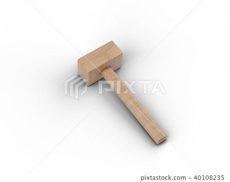 Wooden hammer, 3d illustration. 40108235