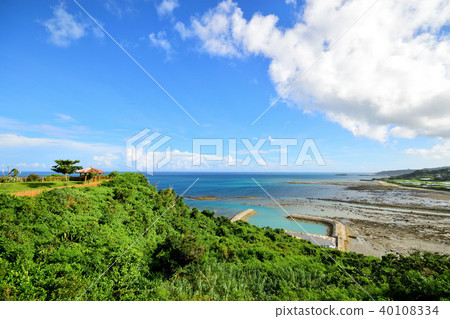 沖繩縣Chinen通行證海和天空風景 沖繩縣Chinen通行證海和天空風景 40108334