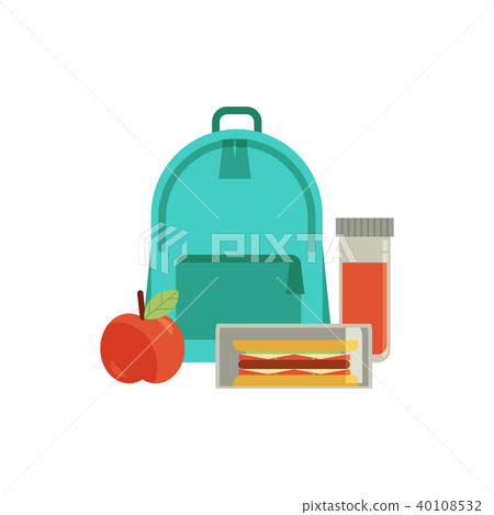 Vector lunchbox with snacks, vegetables 40108532
