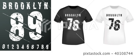 Brooklyn numbers stamp and t shirt mockup Brooklyn numbers stamp and t shirt mockup 40108744