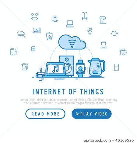 Internet of things concept with thin line icons - Stock Illustration ...