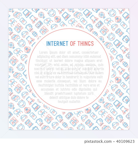 Internet of things concept with thin line icons - Stock Illustration ...