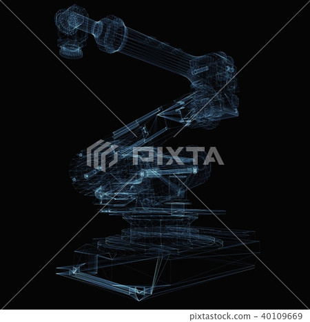 Industrial robot arm consisting of luminous lines 40109669