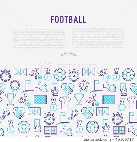 Football concept with thin line icons - Stock Illustration [40109717 ...