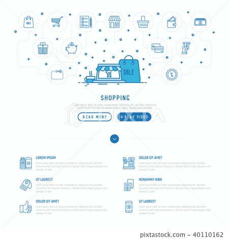 Shopping, e-commerce concept with thin line icons Shopping, e-commerce concept with thin line icons 40110162