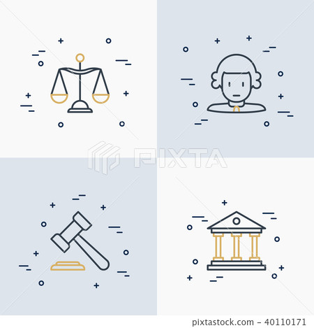 Law and justice thin line icons set - Stock Illustration [40110171] - PIXTA