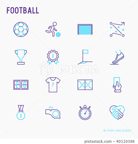 Football thin line icons set - Stock Illustration [40110386] - PIXTA