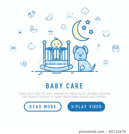 Baby care concept with thin line icons Baby care concept with thin line icons 40110476