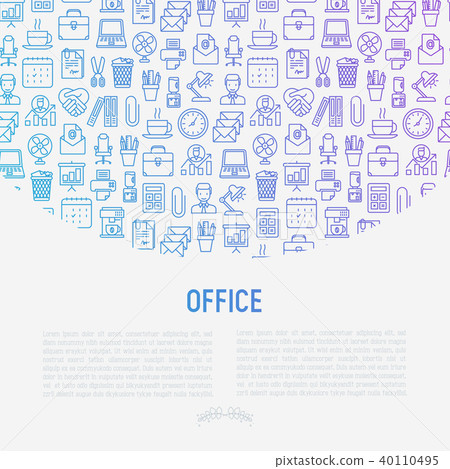 Office concept with thin line icons - Stock Illustration [40110495] - PIXTA