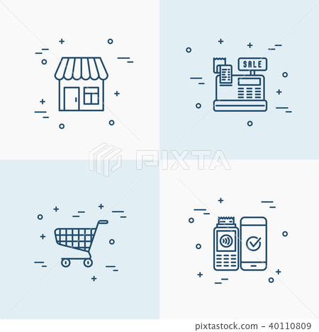 Shopping set with thin line icons - Stock Illustration [40110809] - PIXTA