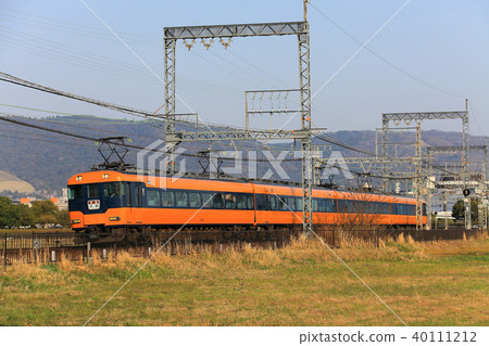 Kintetsu limited express that runs through Hirajo Palace ruins Kintetsu limited express that runs through Hirajo Palace ruins 40111212