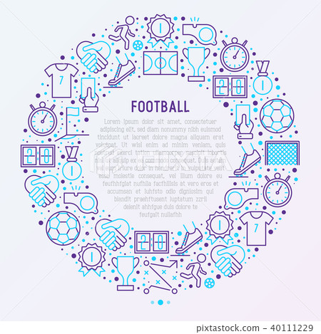 Football concept in circle with thin line icons 40111229