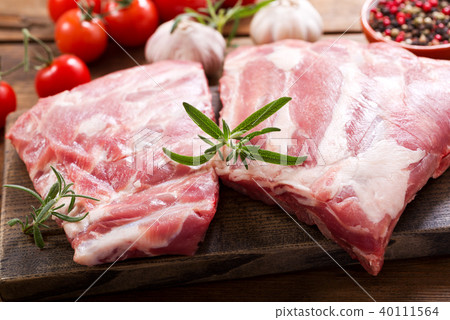 fresh pork ribs with ingredients for cooking fresh pork ribs with ingredients for cooking 40111564