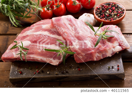 fresh pork ribs with ingredients for cooking fresh pork ribs with ingredients for cooking 40111565