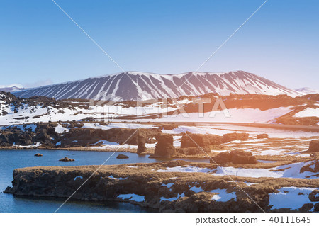 Myvatn volcano with snow cover Iceland Myvatn volcano with snow cover Iceland 40111645