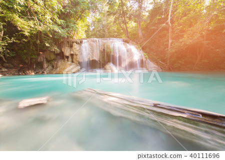 Natural deep forest waterfall 40111696