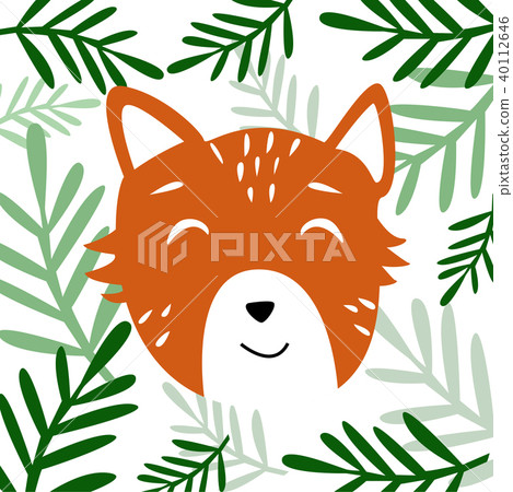 Head of cute animal with plants vector Head of cute animal with plants vector 40112646