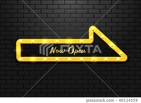 frame light sign arrow gold retro on wall brick frame light sign arrow gold retro on wall brick 40114359