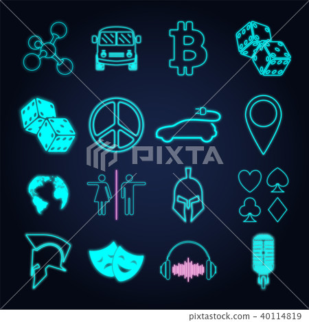 Set of various neon light sign and symbol 40114819