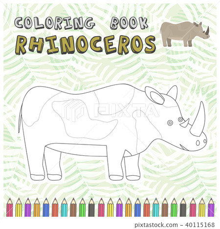 Cute cartoon rhinoceros silhouette for color book Cute cartoon rhinoceros silhouette for color book 40115168