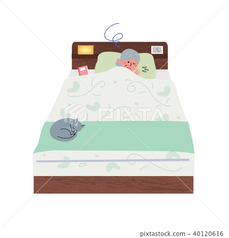 Bed insomnia senior female illustration Bed insomnia senior female illustration 40120616