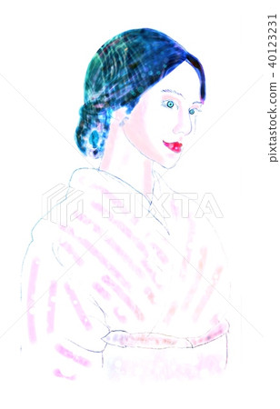Beautiful Japanese-style girl looking at the other side 40123231