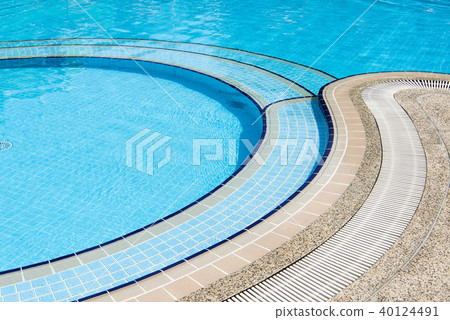 Swimming pool with stair at hotel close up. 40124491