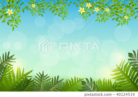 Exotic tropical leaf and frower border background Exotic tropical leaf and frower border background 40124519