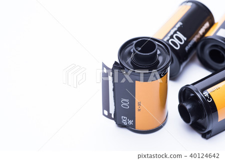 photo film in cartridge on white background. 40124642